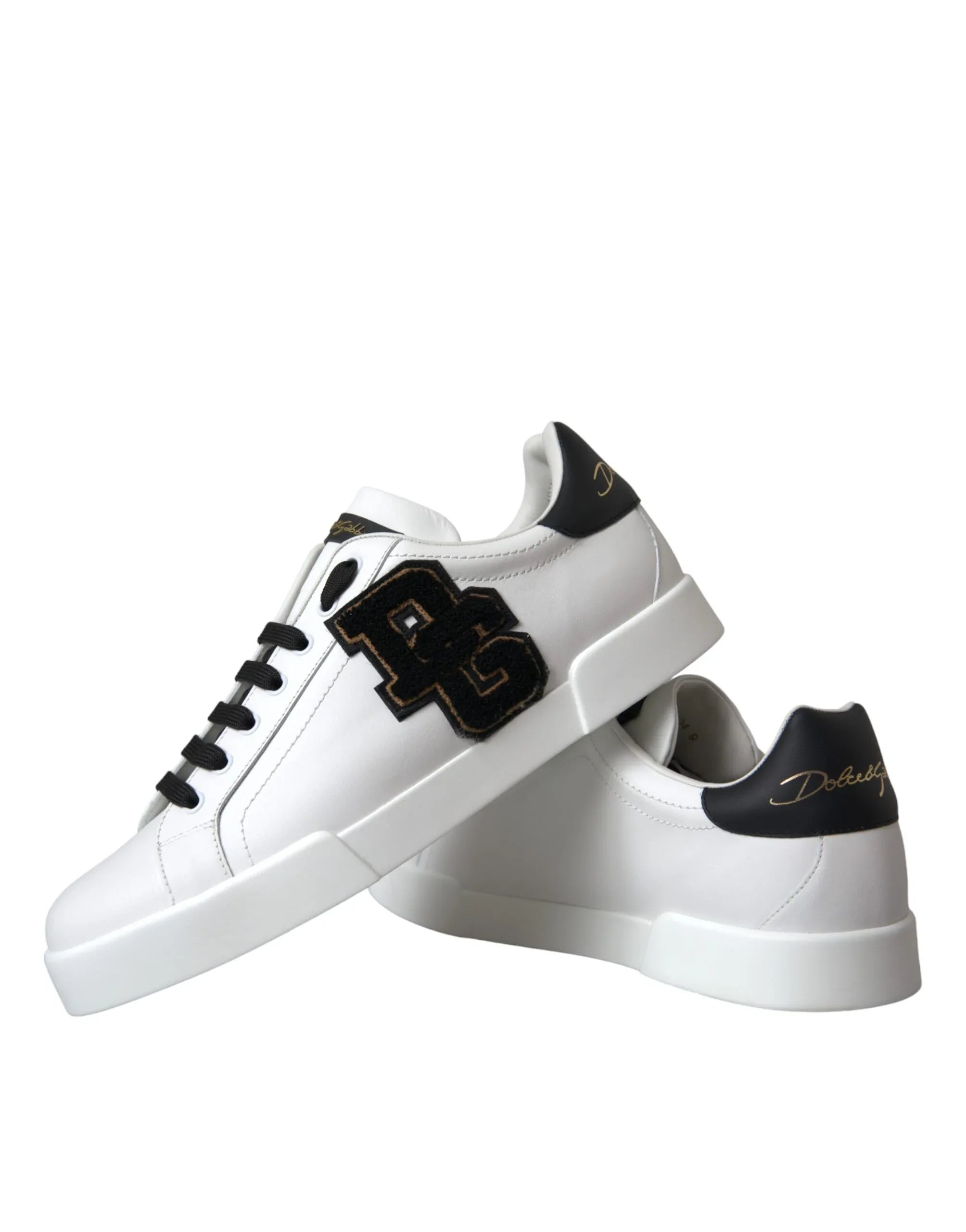 Dolce & Gabbana White Leather DG Logo Casual Low Top Sneakers Shoes - Zeiniez