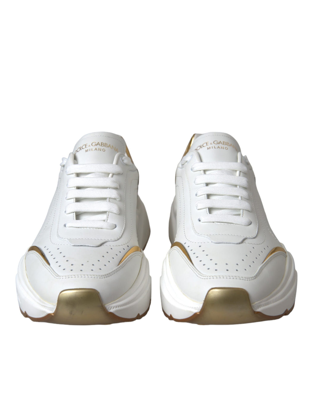 Dolce & Gabbana White Gold DAYMASTER Leather Sneakers Shoes - Zeiniez