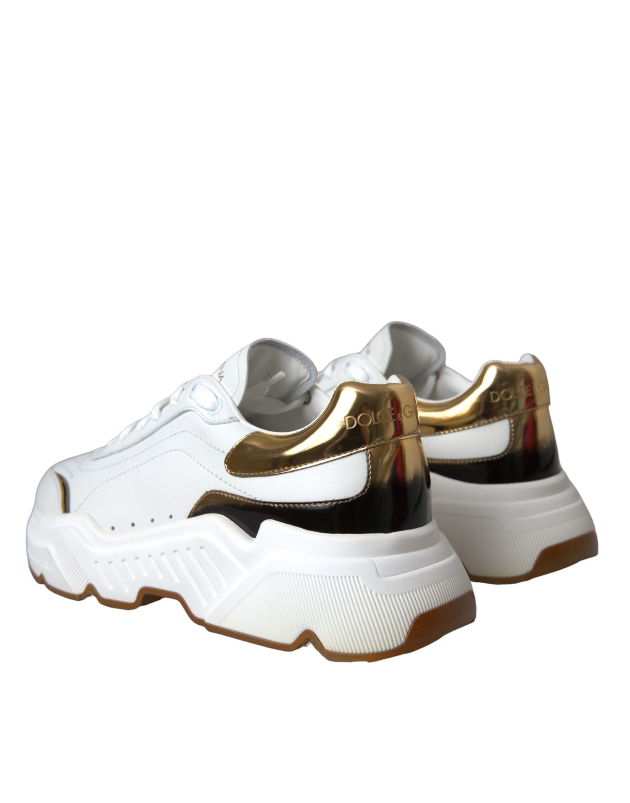 Dolce & Gabbana White Gold DAYMASTER Leather Sneakers Shoes - Zeiniez