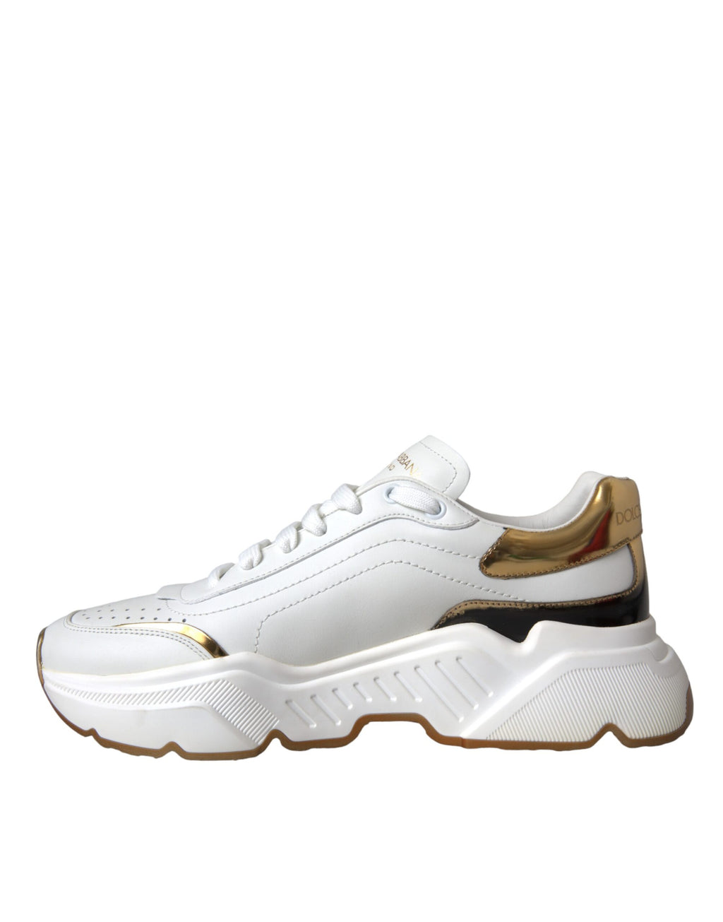 Dolce & Gabbana White Gold DAYMASTER Leather Sneakers Shoes - Zeiniez