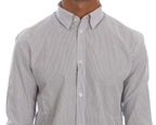 Frankie Morello White Blue Striped Casual Cotton Regular Fit Shirt - Zeiniez