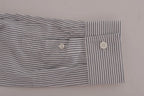 Frankie Morello White Blue Striped Casual Cotton Regular Fit Shirt - Zeiniez