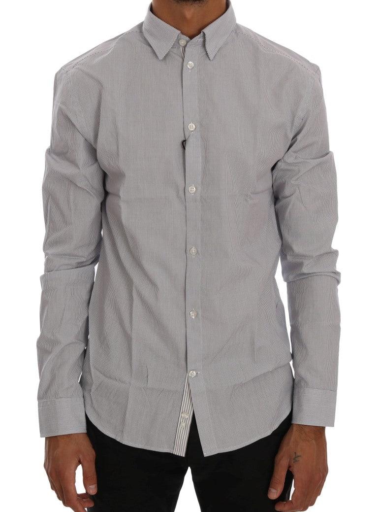 Frankie Morello White Blue Check Casual Cotton Regular Fit Shirt - Zeiniez