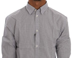 Frankie Morello White Blue Check Casual Cotton Regular Fit Shirt - Zeiniez