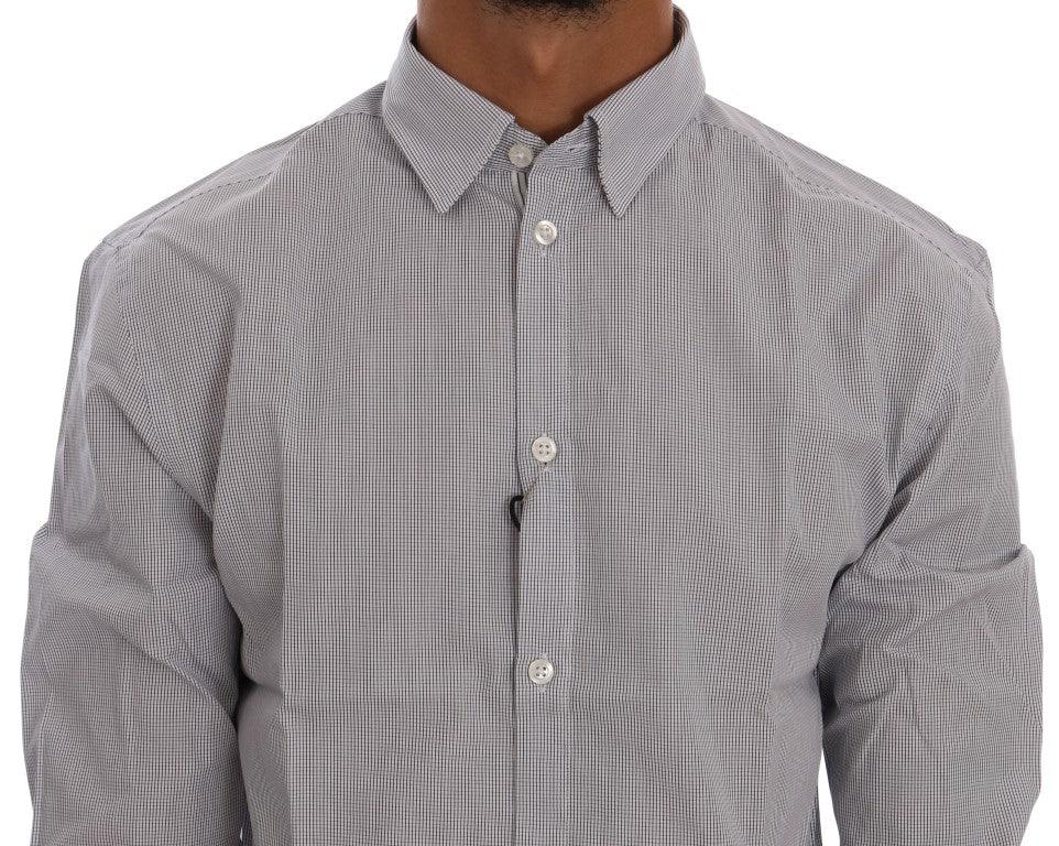 Frankie Morello White Blue Check Casual Cotton Regular Fit Shirt - Zeiniez