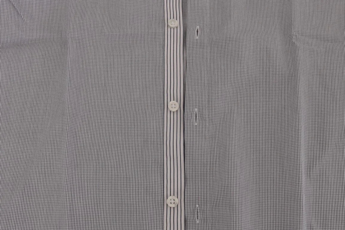 Frankie Morello White Blue Check Casual Cotton Regular Fit Shirt - Zeiniez