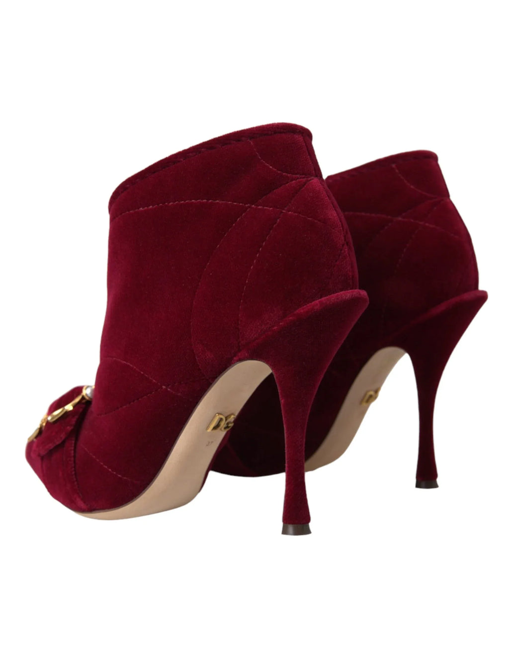 Dolce & Gabbana Dark Red Velvet Devotion Buckle Boots Shoes - Zeiniez