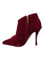 Dolce & Gabbana Dark Red Velvet Devotion Buckle Boots Shoes - Zeiniez