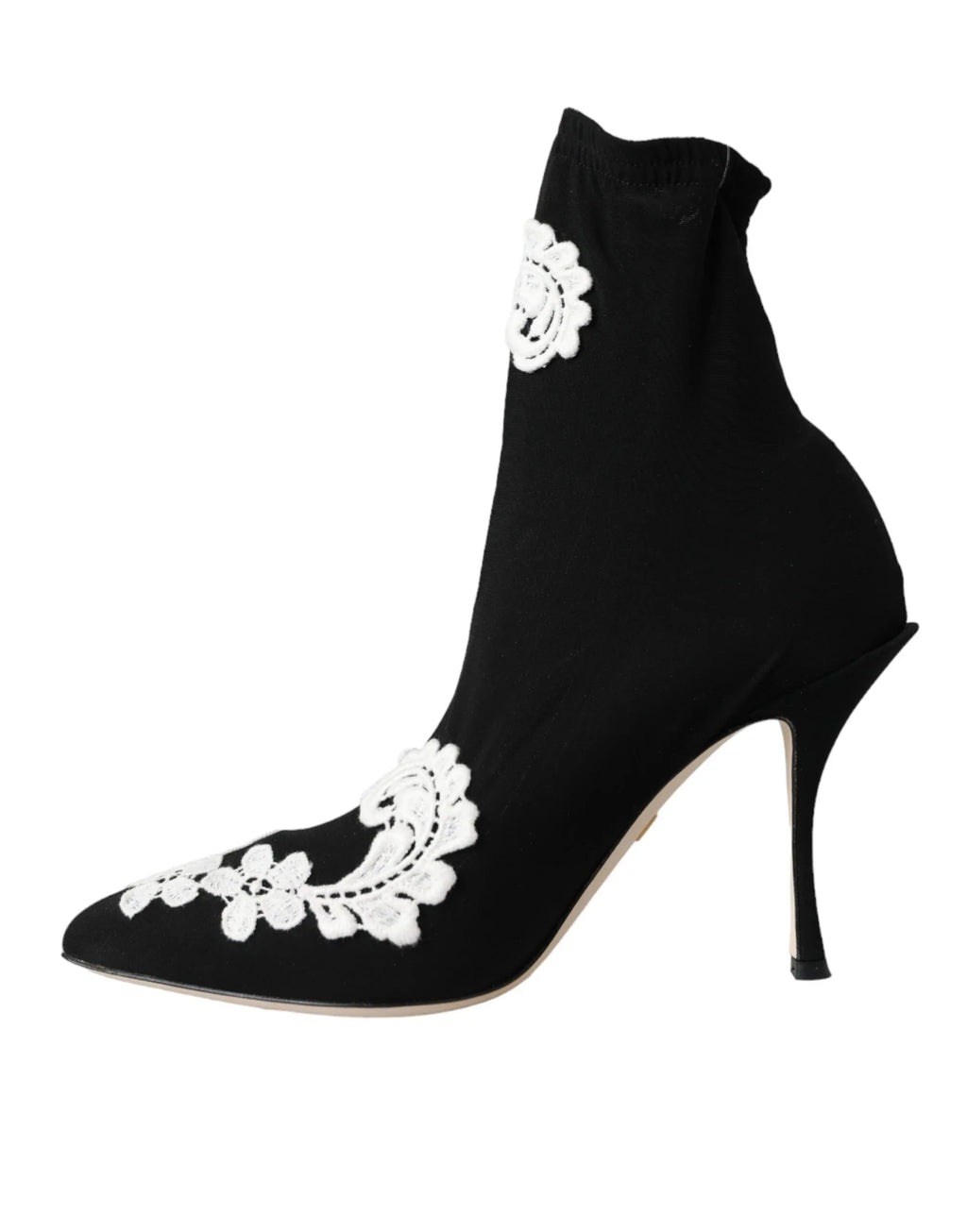 Dolce & Gabbana Black White Embroidery Slip On Boots Shoes - Zeiniez