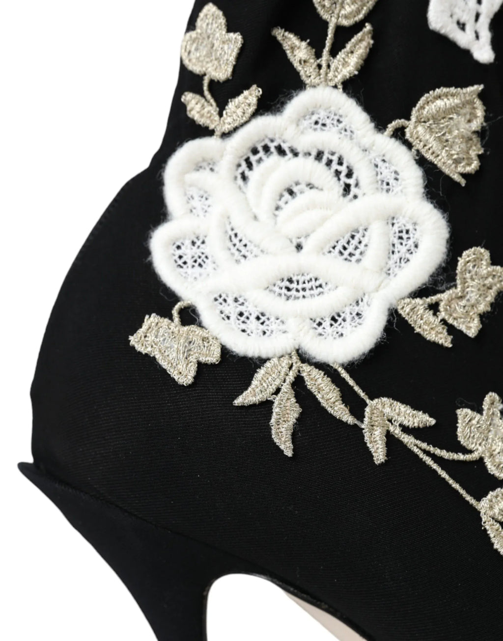 Dolce & Gabbana Black White Embroidery Slip On Boots Shoes - Zeiniez