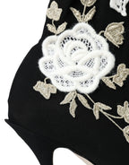 Dolce & Gabbana Black White Embroidery Slip On Boots Shoes - Zeiniez