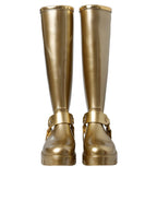 Dolce & Gabbana Metallic Gold Rubber PVC Rain Boots Shoes - Zeiniez