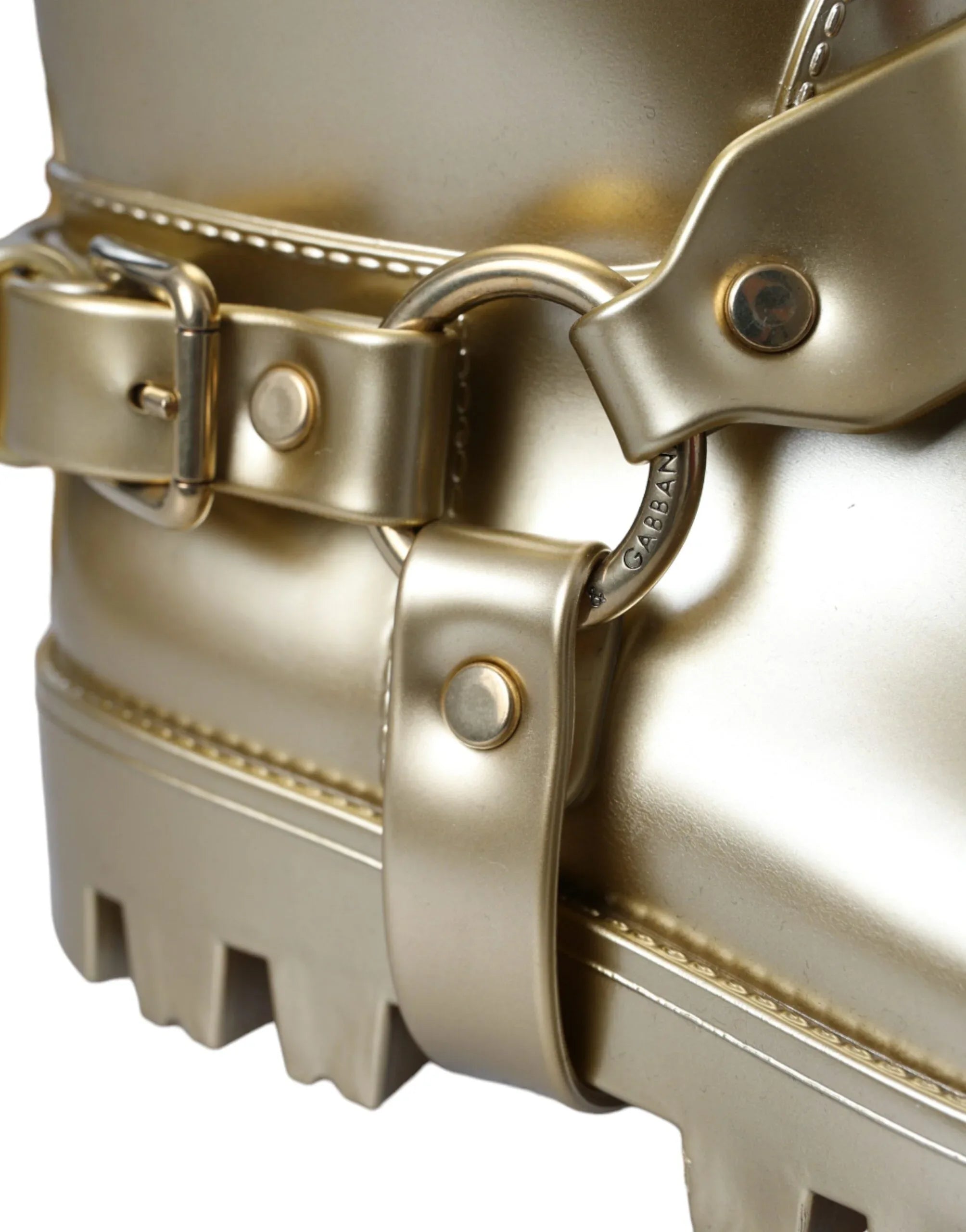 Dolce & Gabbana Metallic Gold Rubber PVC Rain Boots Shoes - Zeiniez