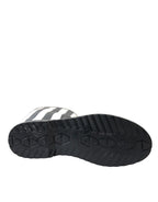 Dolce & Gabbana Black Rubber Knee High Flat Boots Shoes - Zeiniez