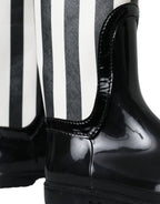Dolce & Gabbana Black Rubber Knee High Flat Boots Shoes - Zeiniez