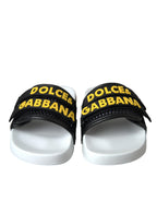 Dolce & Gabbana White Black Logo Beachwear Flats Sandals Shoes - Zeiniez