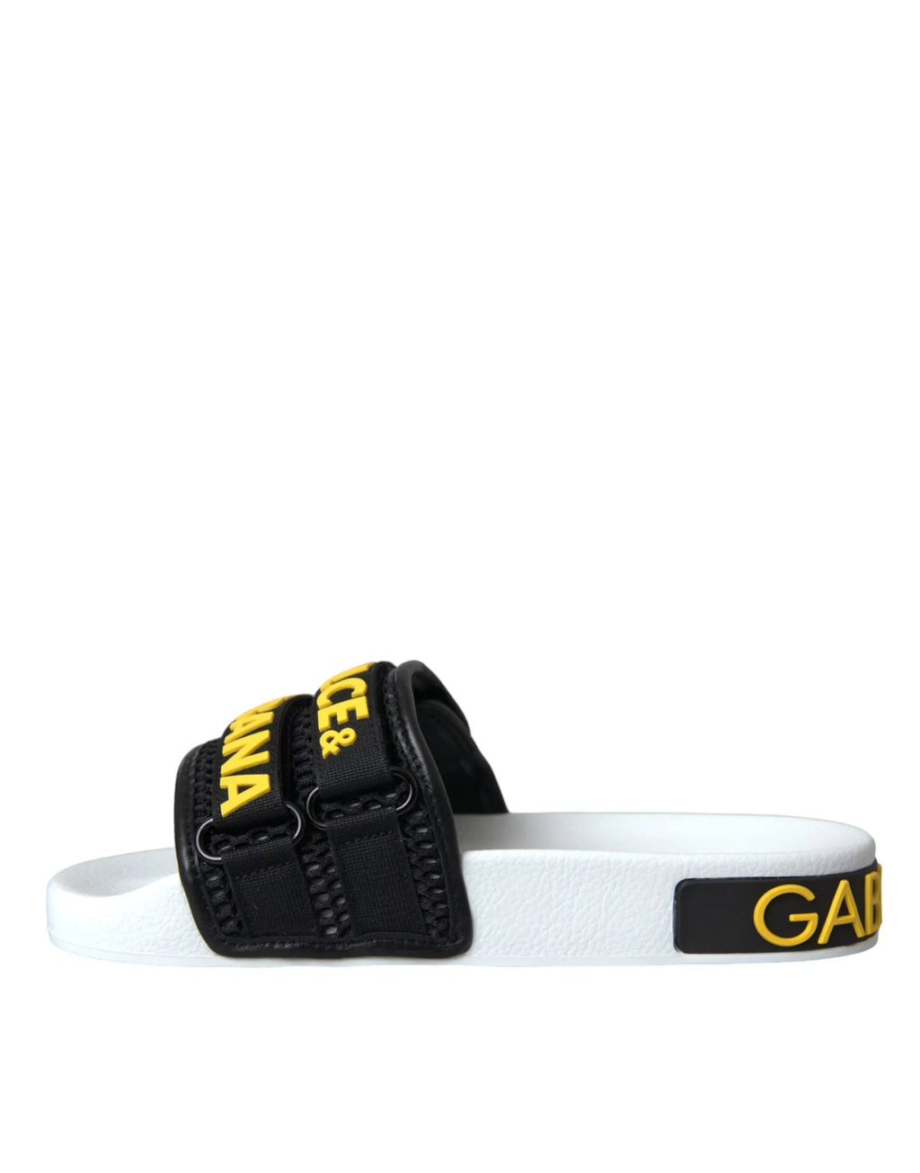 Dolce & Gabbana White Black Logo Beachwear Flats Sandals Shoes - Zeiniez