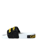 Dolce & Gabbana White Black Logo Beachwear Flats Sandals Shoes - Zeiniez