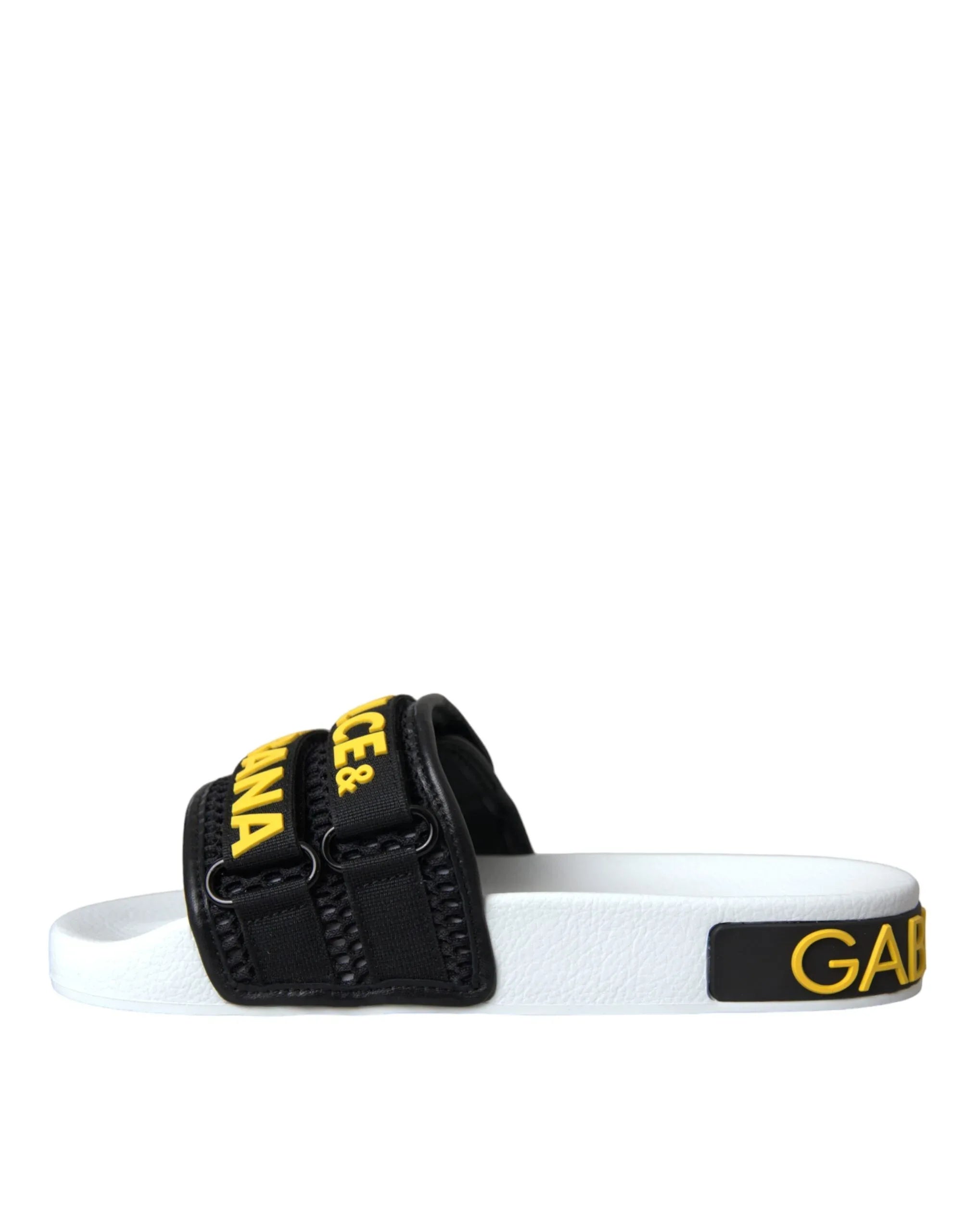 Dolce & Gabbana White Black Logo Beachwear Flats Sandals Shoes - Zeiniez