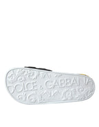Dolce & Gabbana White Black Logo Beachwear Flats Sandals Shoes - Zeiniez
