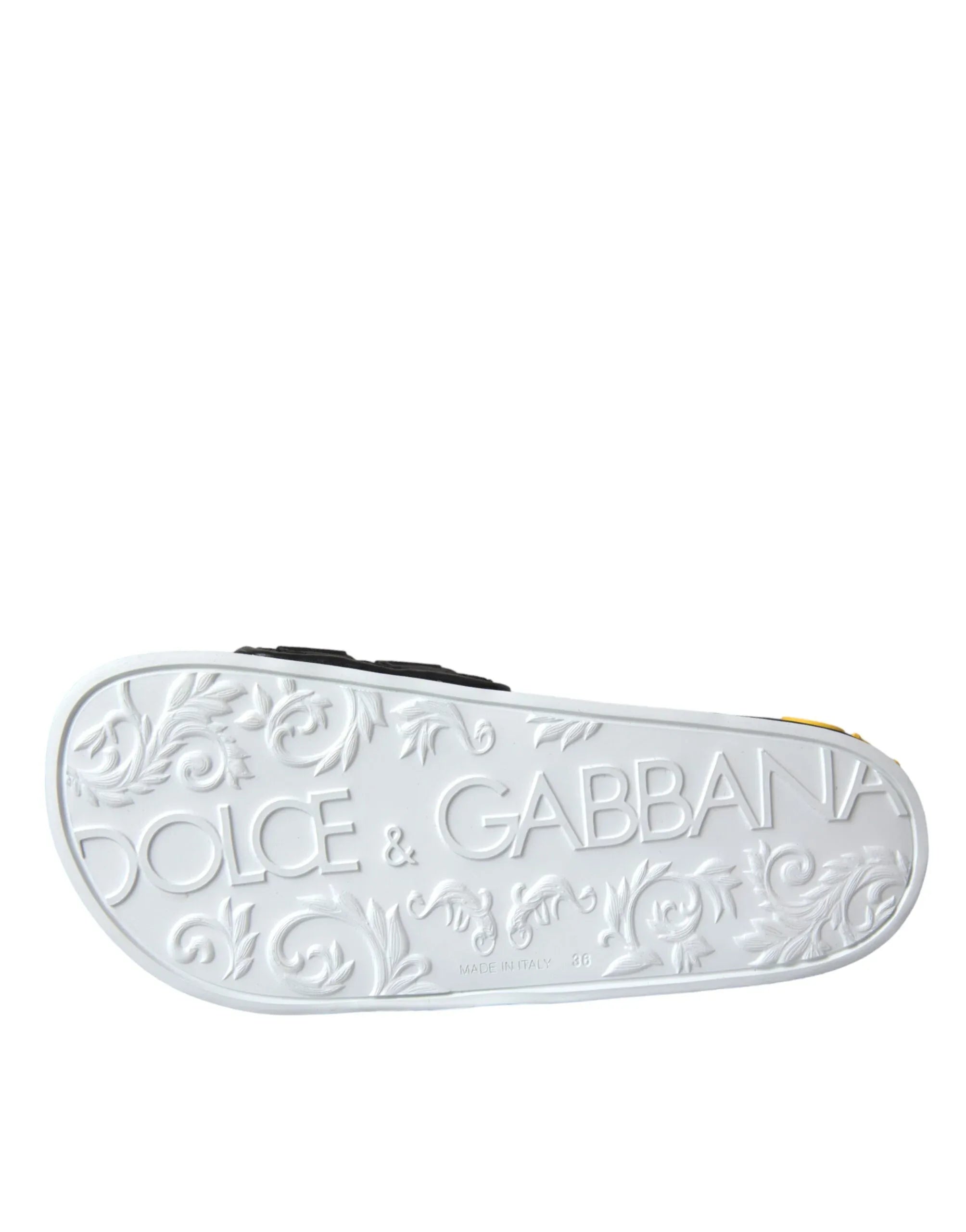 Dolce & Gabbana White Black Logo Beachwear Flats Sandals Shoes - Zeiniez