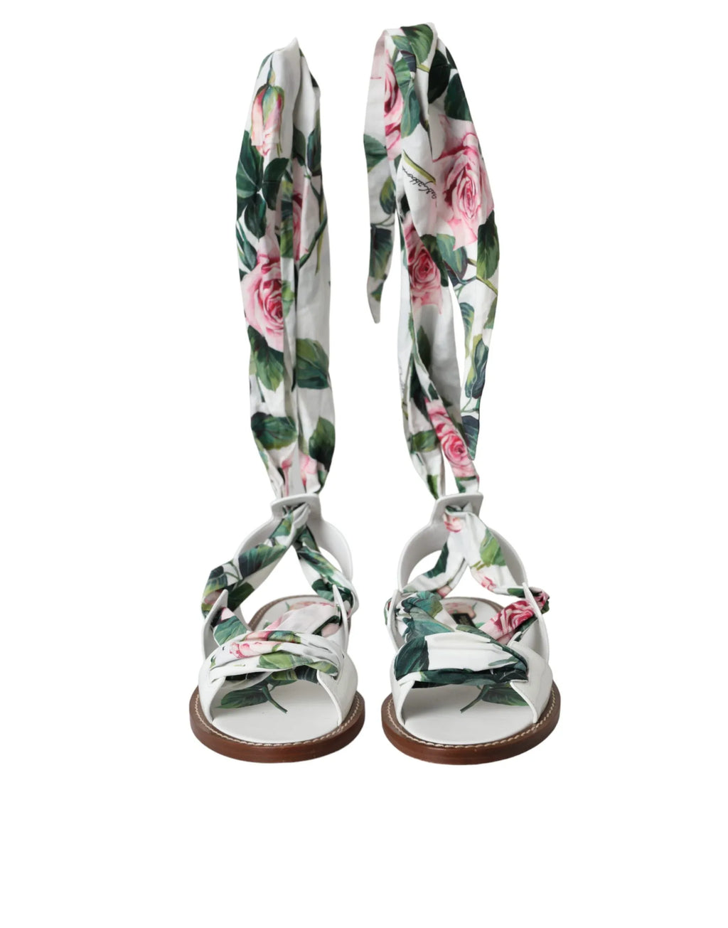 Dolce & Gabbana Multicolor Floral Print Ankle Wrap Sandals Shoes - Zeiniez