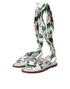 Dolce & Gabbana Multicolor Floral Print Ankle Wrap Sandals Shoes - Zeiniez