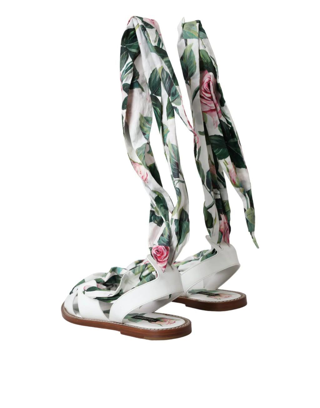 Dolce & Gabbana Multicolor Floral Print Ankle Wrap Sandals Shoes - Zeiniez