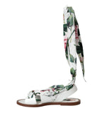 Dolce & Gabbana Multicolor Floral Print Ankle Wrap Sandals Shoes - Zeiniez