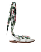 Dolce & Gabbana Multicolor Floral Print Ankle Wrap Sandals Shoes - Zeiniez