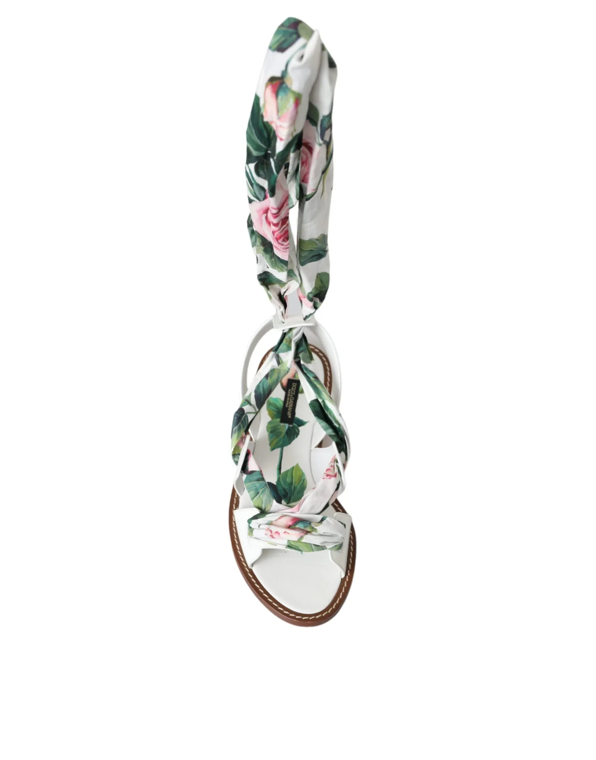 Dolce & Gabbana Multicolor Floral Print Ankle Wrap Sandals Shoes - Zeiniez