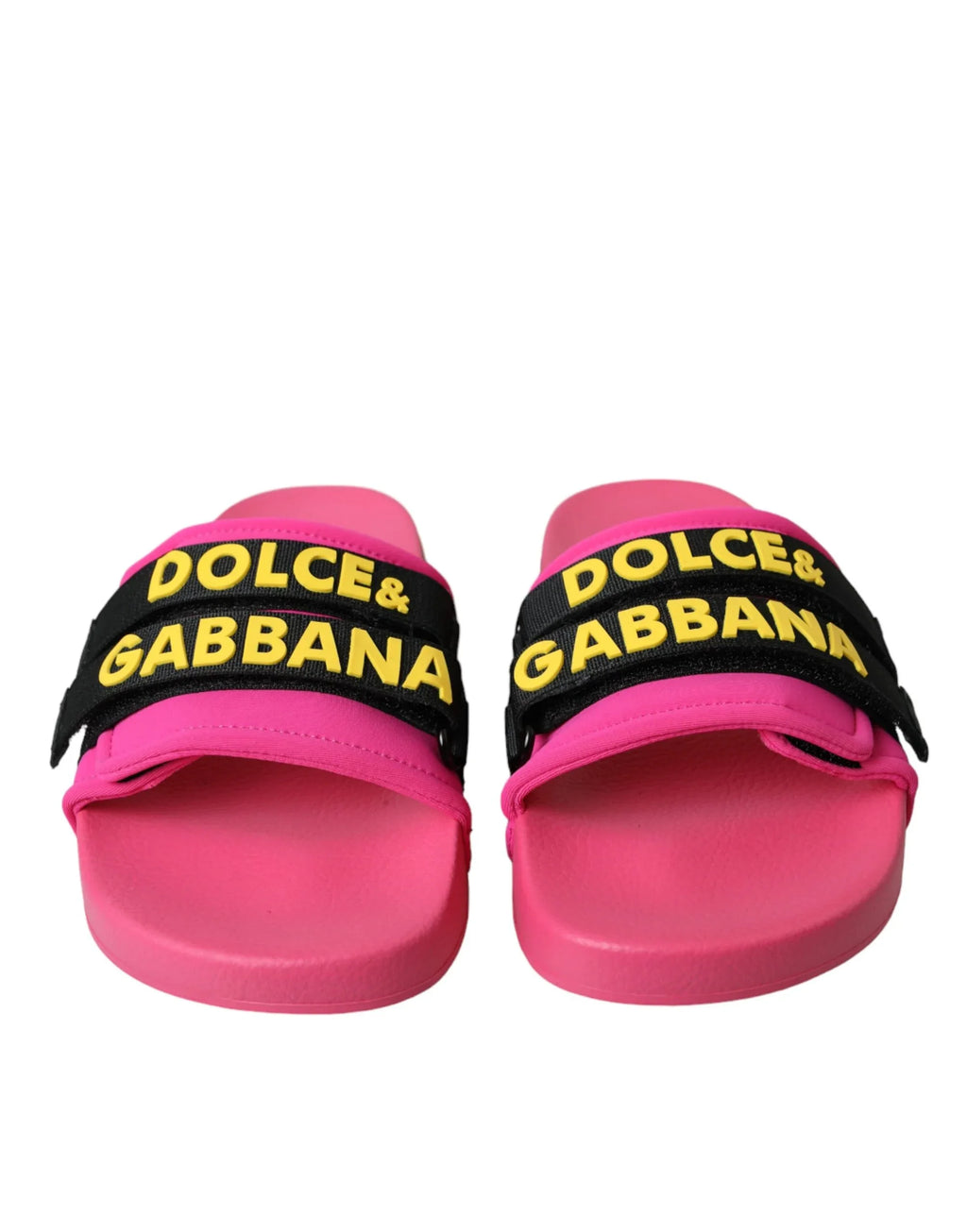 Dolce & Gabbana Pink Black Logo Beachwear Flats Sandals Shoes - Zeiniez