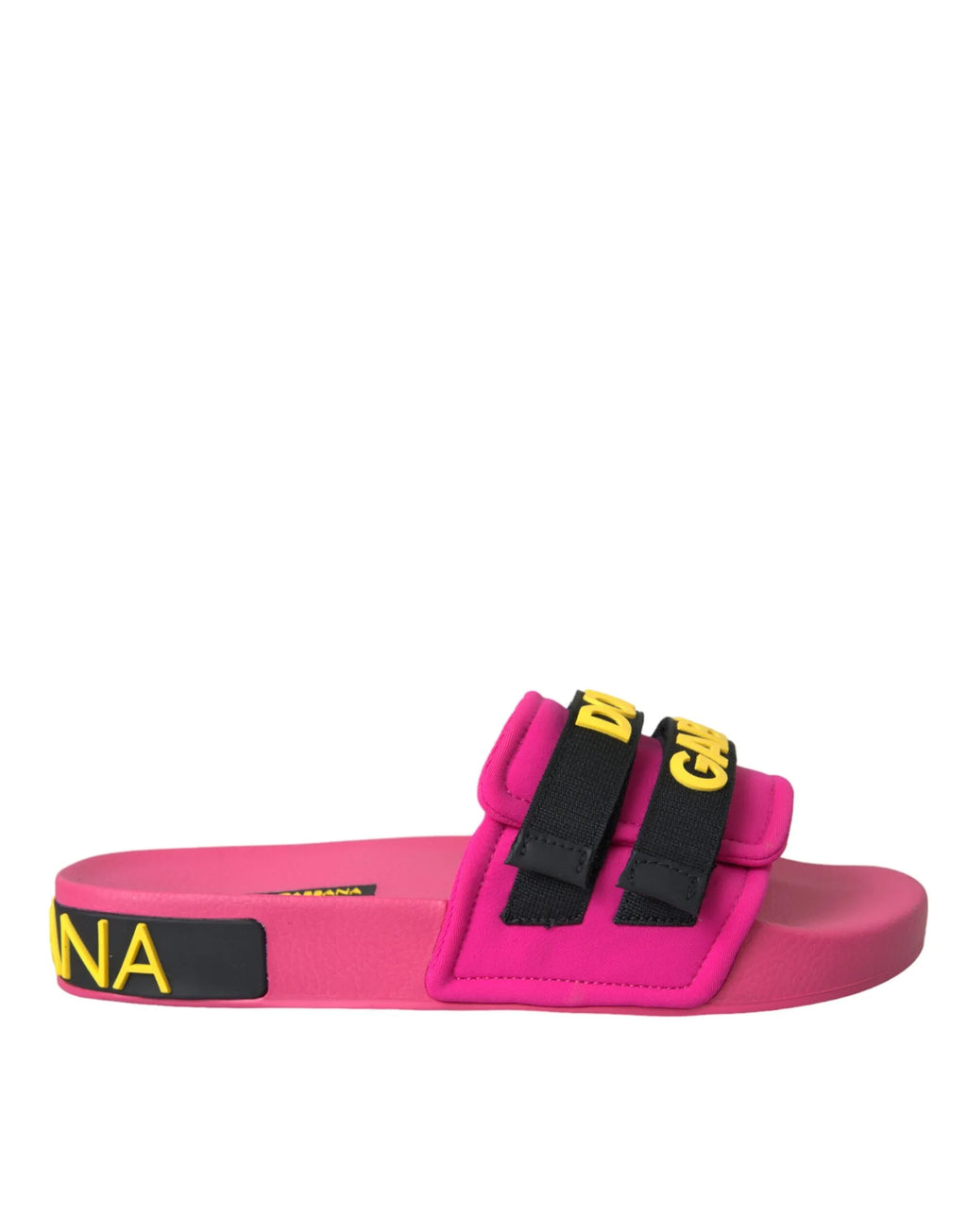 Dolce & Gabbana Pink Black Logo Beachwear Flats Sandals Shoes - Zeiniez