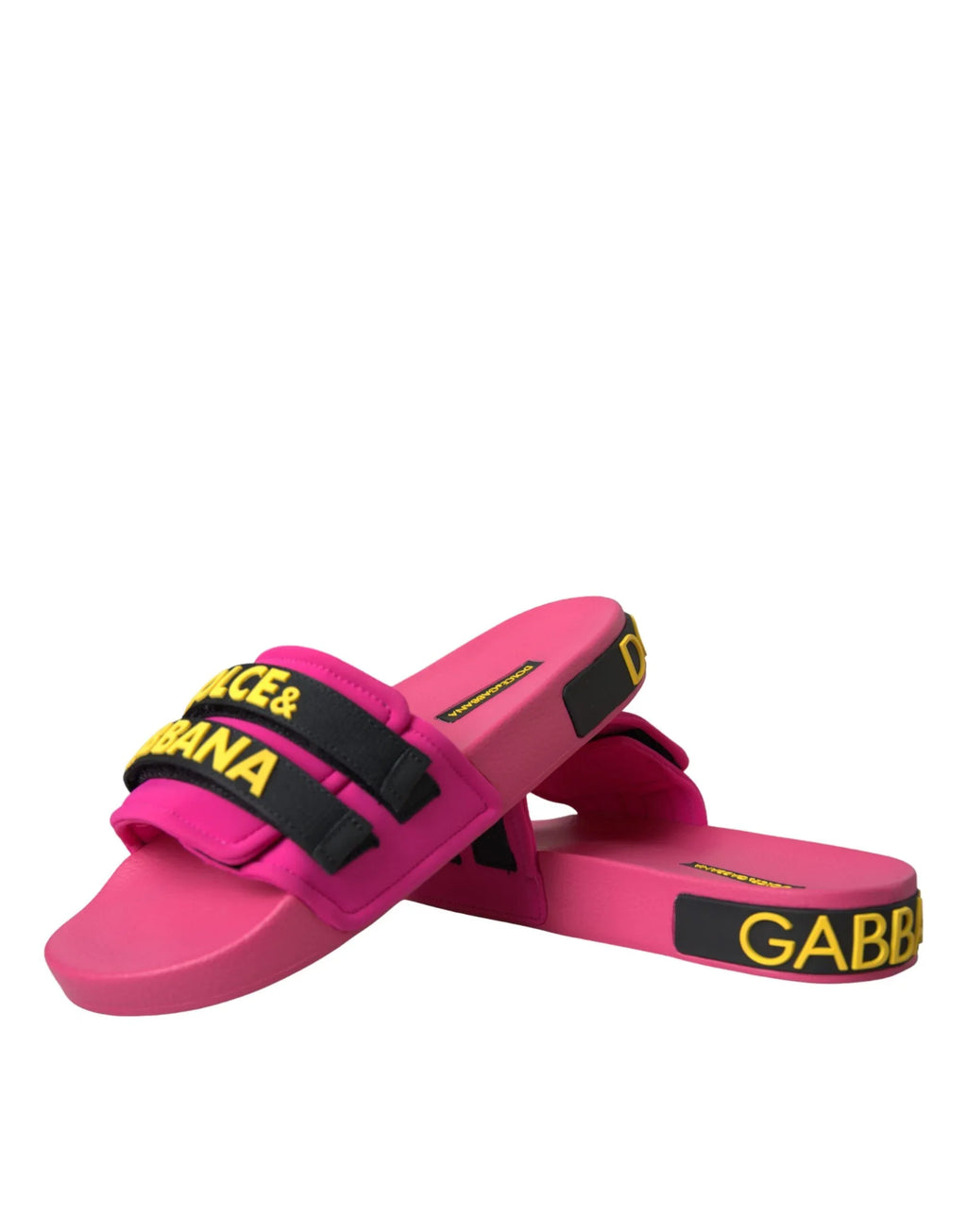 Dolce & Gabbana Pink Black Logo Beachwear Flats Sandals Shoes - Zeiniez