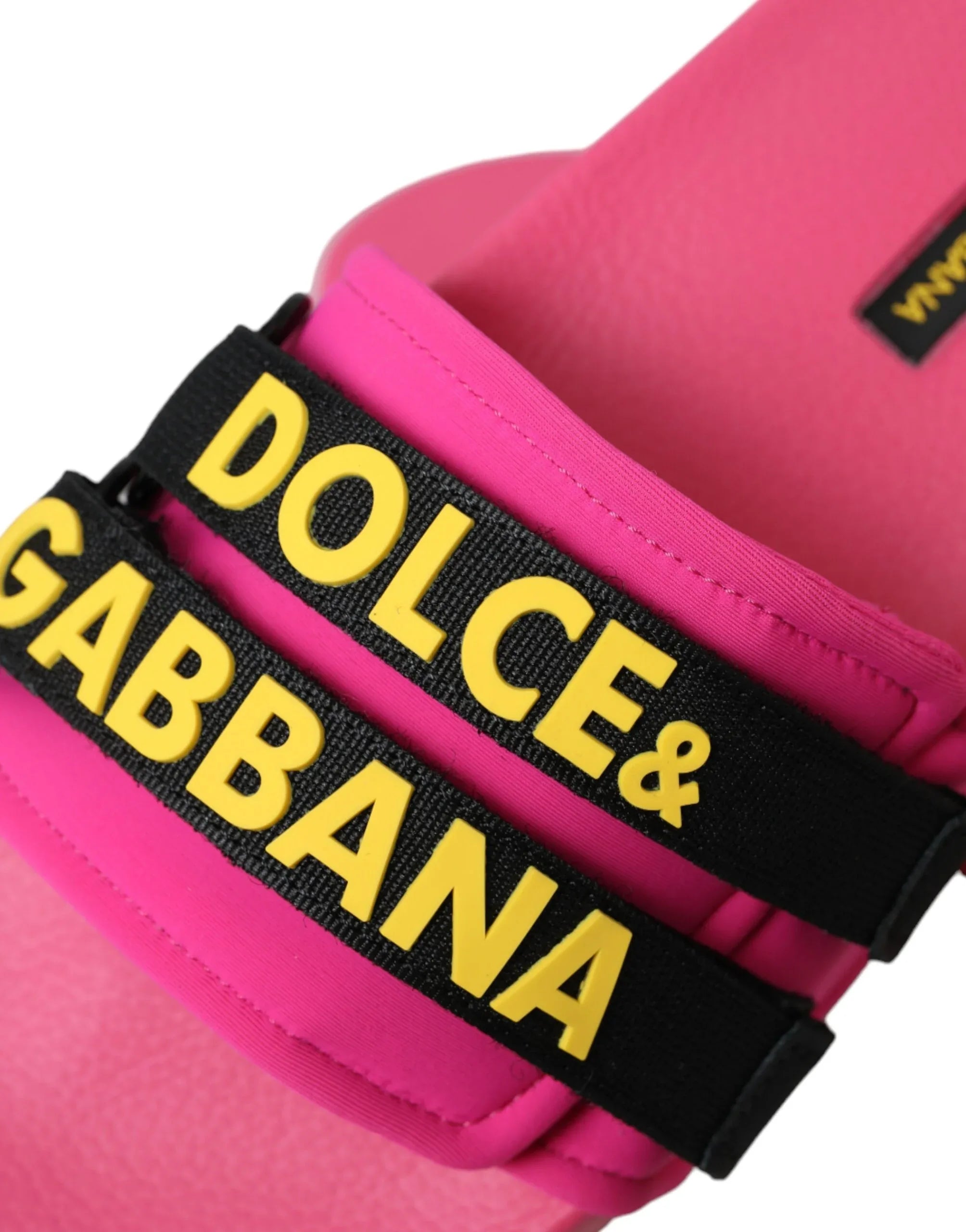 Dolce & Gabbana Pink Black Logo Beachwear Flats Sandals Shoes - Zeiniez