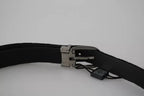 Dolce & Gabbana Black Velvet Silver Tone Metal Buckle Men Belt - Zeiniez