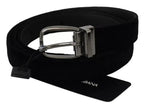 Dolce & Gabbana Black Velvet Silver Tone Metal Buckle Men Belt - Zeiniez