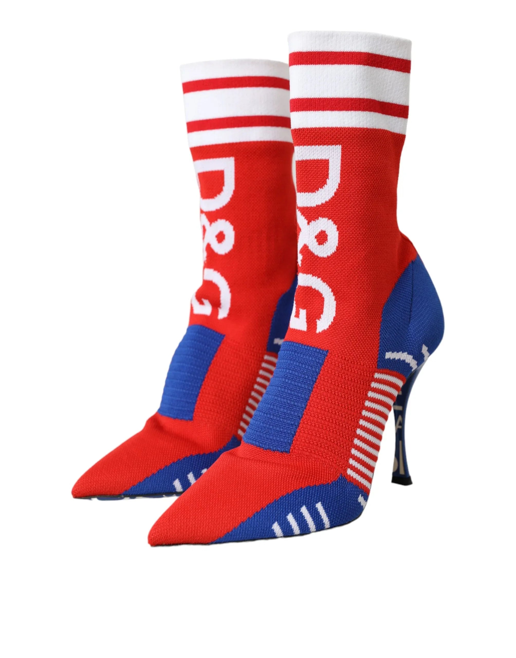 Dolce & Gabbana Red Blue Stretch Sock Style Ankle Boots Logo Shoes - Zeiniez