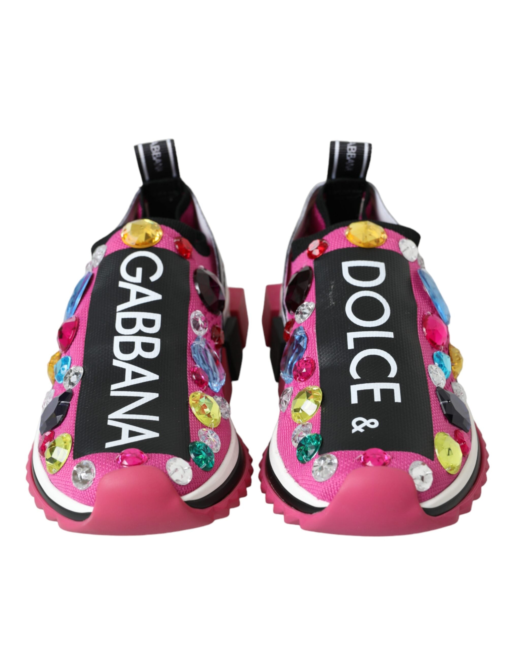Dolce & Gabbana Pink Sorrento Crystals Sneakers Shoes - Zeiniez