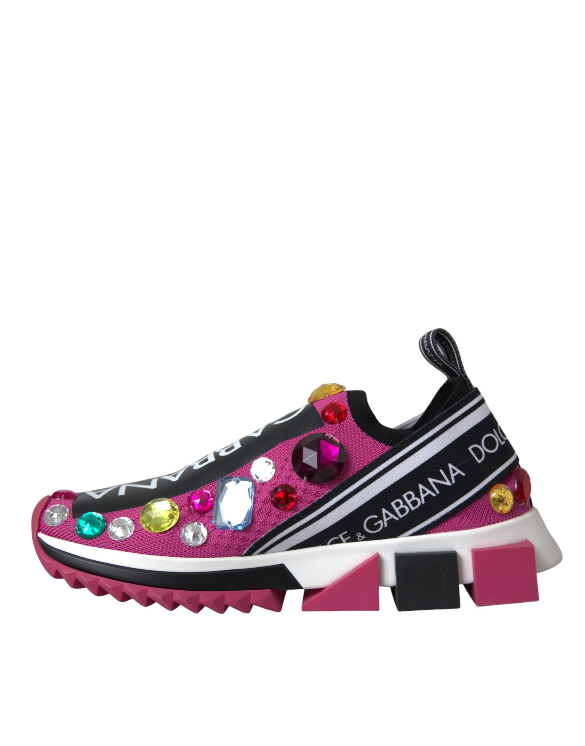 Dolce & Gabbana Pink Sorrento Crystals Sneakers Shoes - Zeiniez