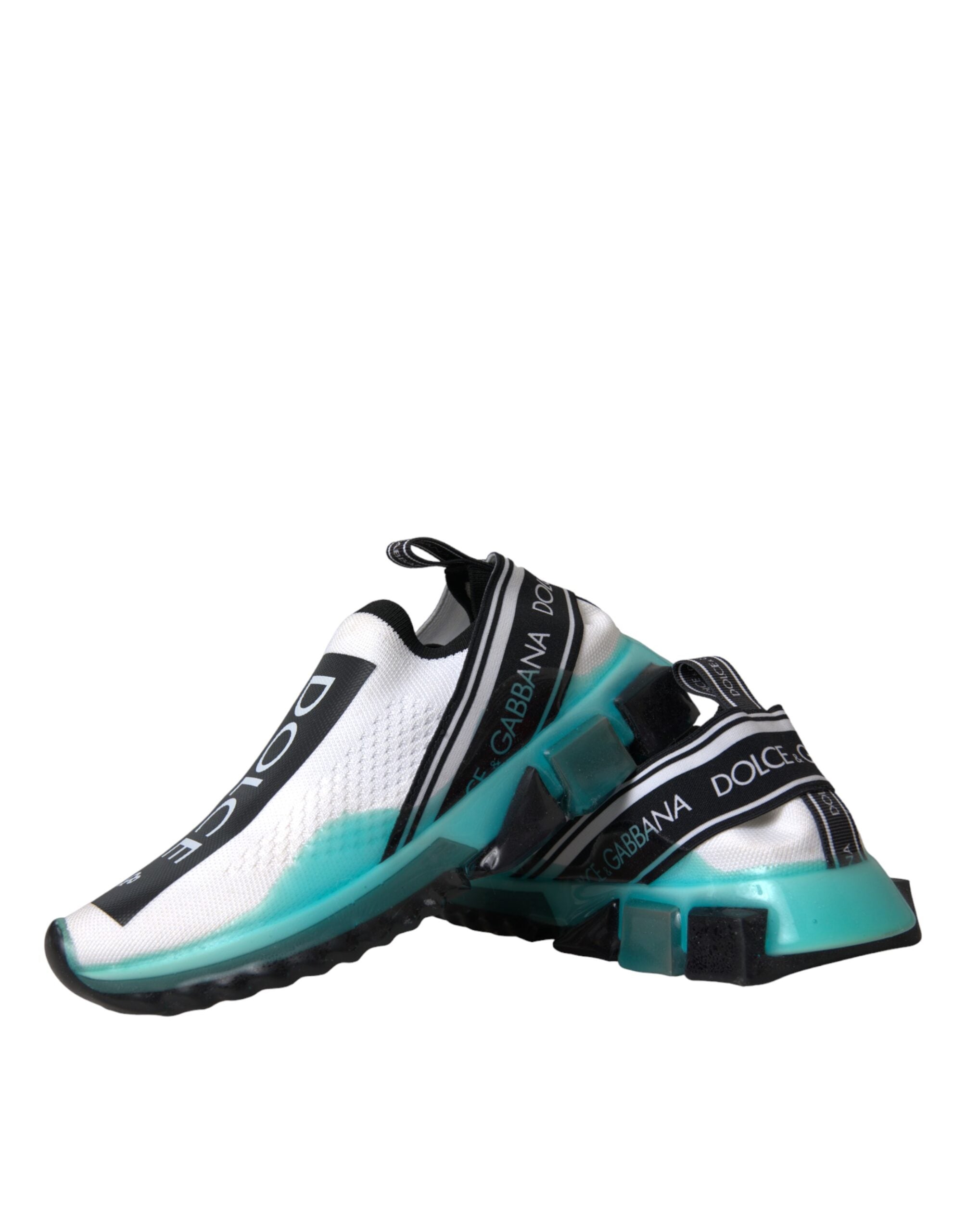 Dolce & Gabbana Black White Blue Slip On Sorrento Sneakers Shoes - Zeiniez