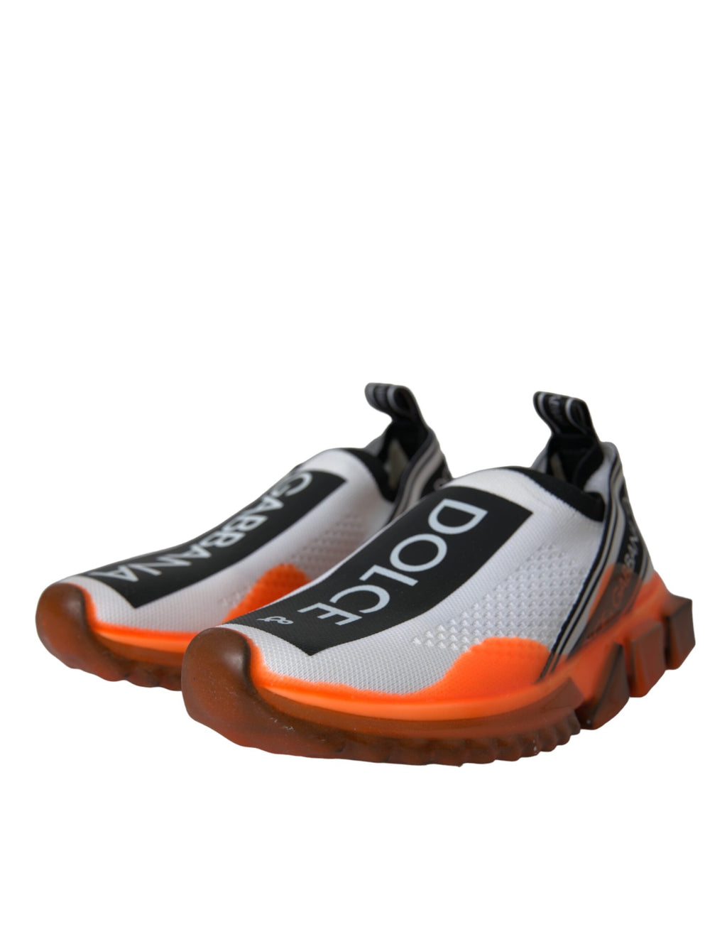Dolce & Gabbana Black White Orange Slip On Sorrento Sneakers Shoes - Zeiniez