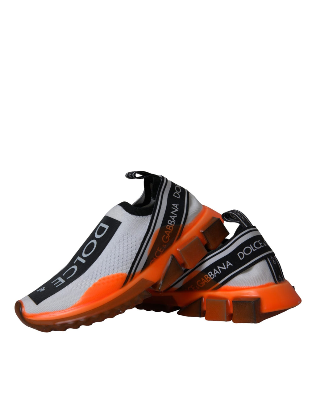 Dolce & Gabbana Black White Orange Slip On Sorrento Sneakers Shoes - Zeiniez