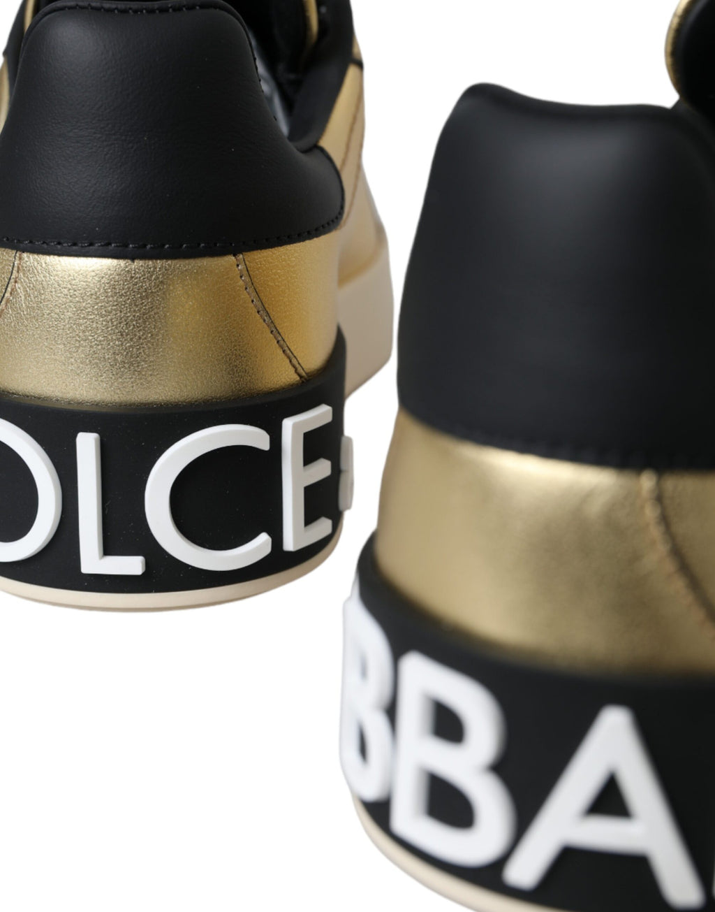 Dolce & Gabbana Gold Portofino Calf Leather Sneakers Women Shoes - Zeiniez