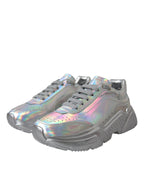 Dolce & Gabbana Silver Iridescent DAYMASTER Leather Sneakers Shoes - Zeiniez