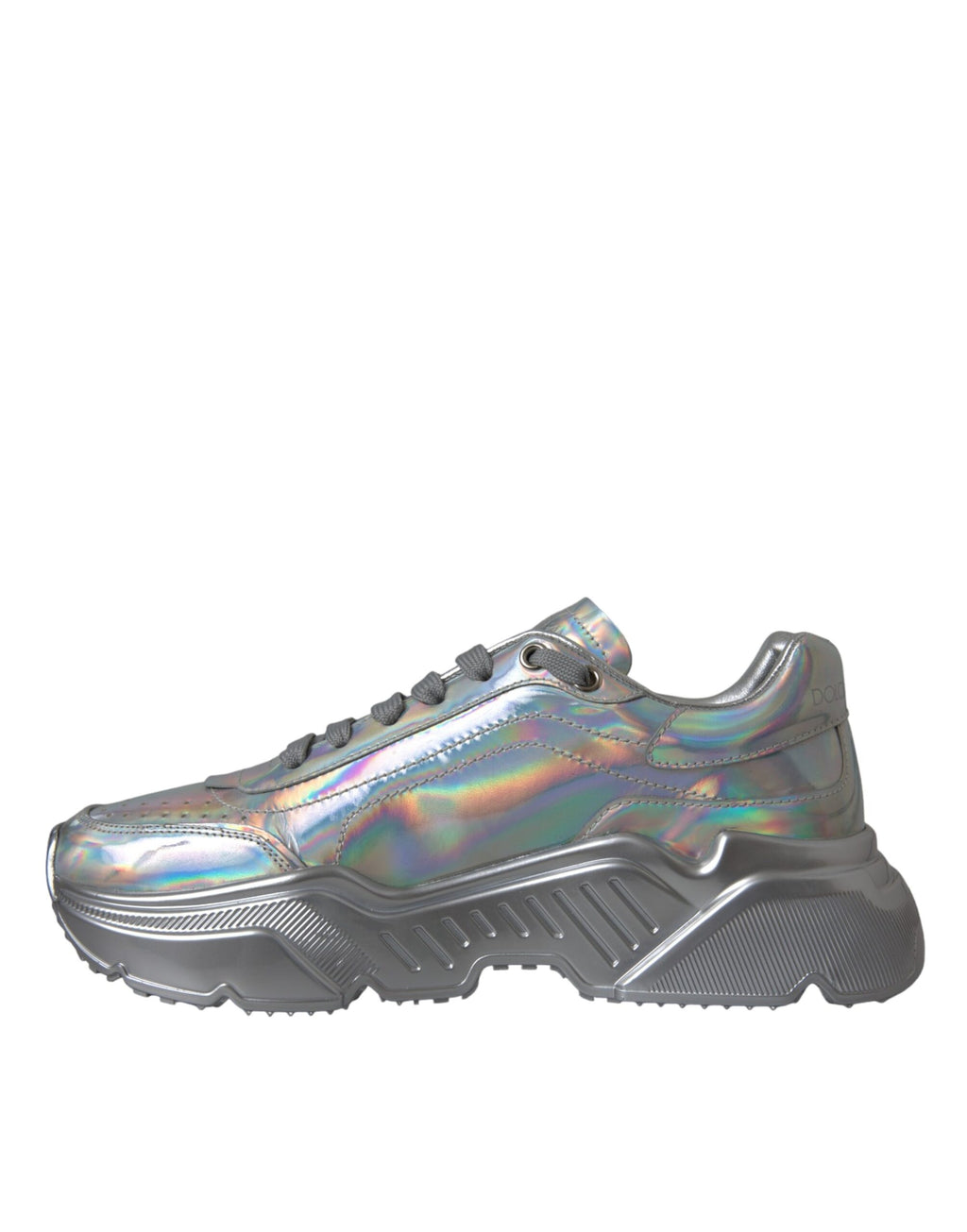 Dolce & Gabbana Silver Iridescent DAYMASTER Leather Sneakers Shoes - Zeiniez