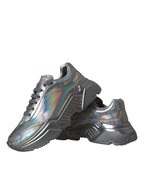 Dolce & Gabbana Silver Iridescent DAYMASTER Leather Sneakers Shoes - Zeiniez