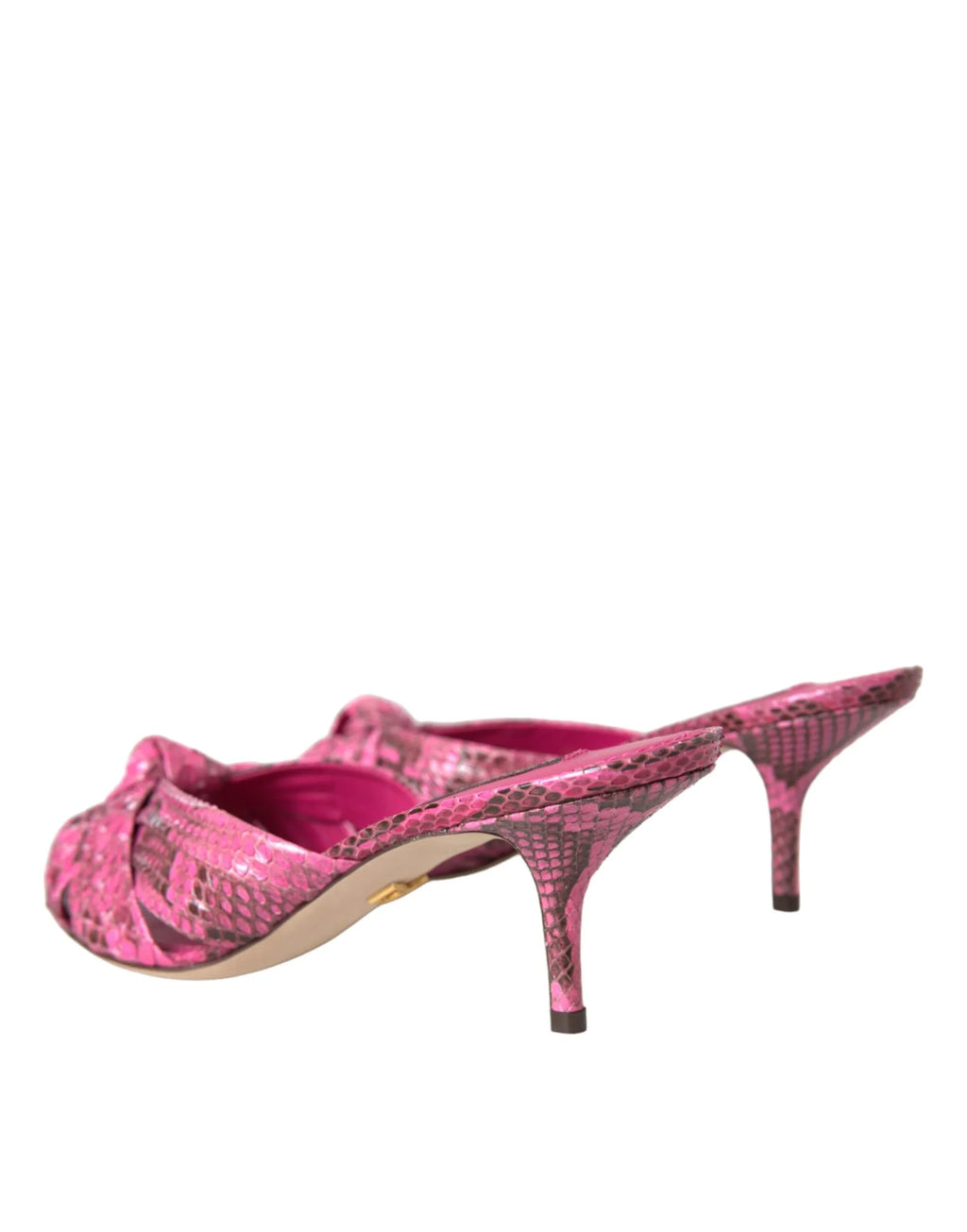 Dolce & Gabbana Pink Exotic Leather Kitten Heels Slides Shoes - Zeiniez