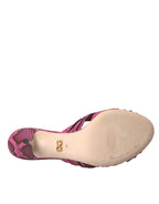 Dolce & Gabbana Pink Exotic Leather Kitten Heels Slides Shoes - Zeiniez