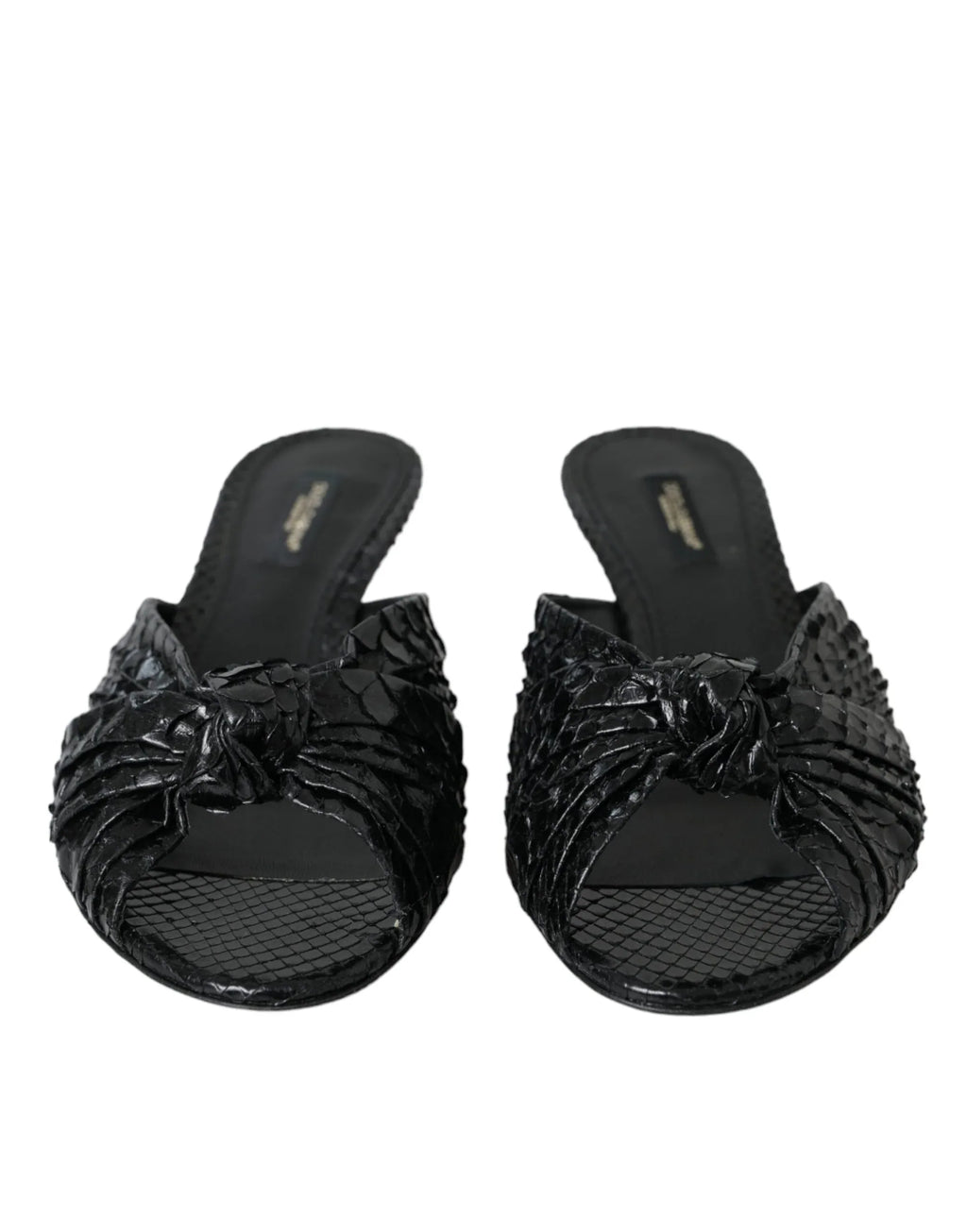 Dolce & Gabbana Black Exotic Leather Heels Slides Shoes - Zeiniez